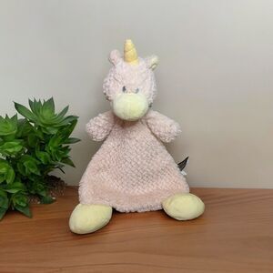 Demdaco Wendy Unicorn Rattle Soft Plush Lovey Security Blankie Rose Pink